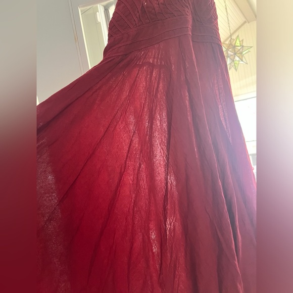 Bali style sun dress in raspberry red crochet swing dress with adjustable straps - Picture 8 of 10